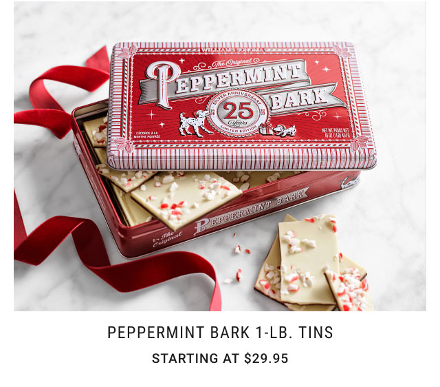 Peppermint Bark 1-Lb. Tins - Starting at $29.95