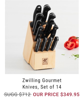 Zwilling Gourmet Knives, Set of 14. Sugg $712. Our price $349.95.