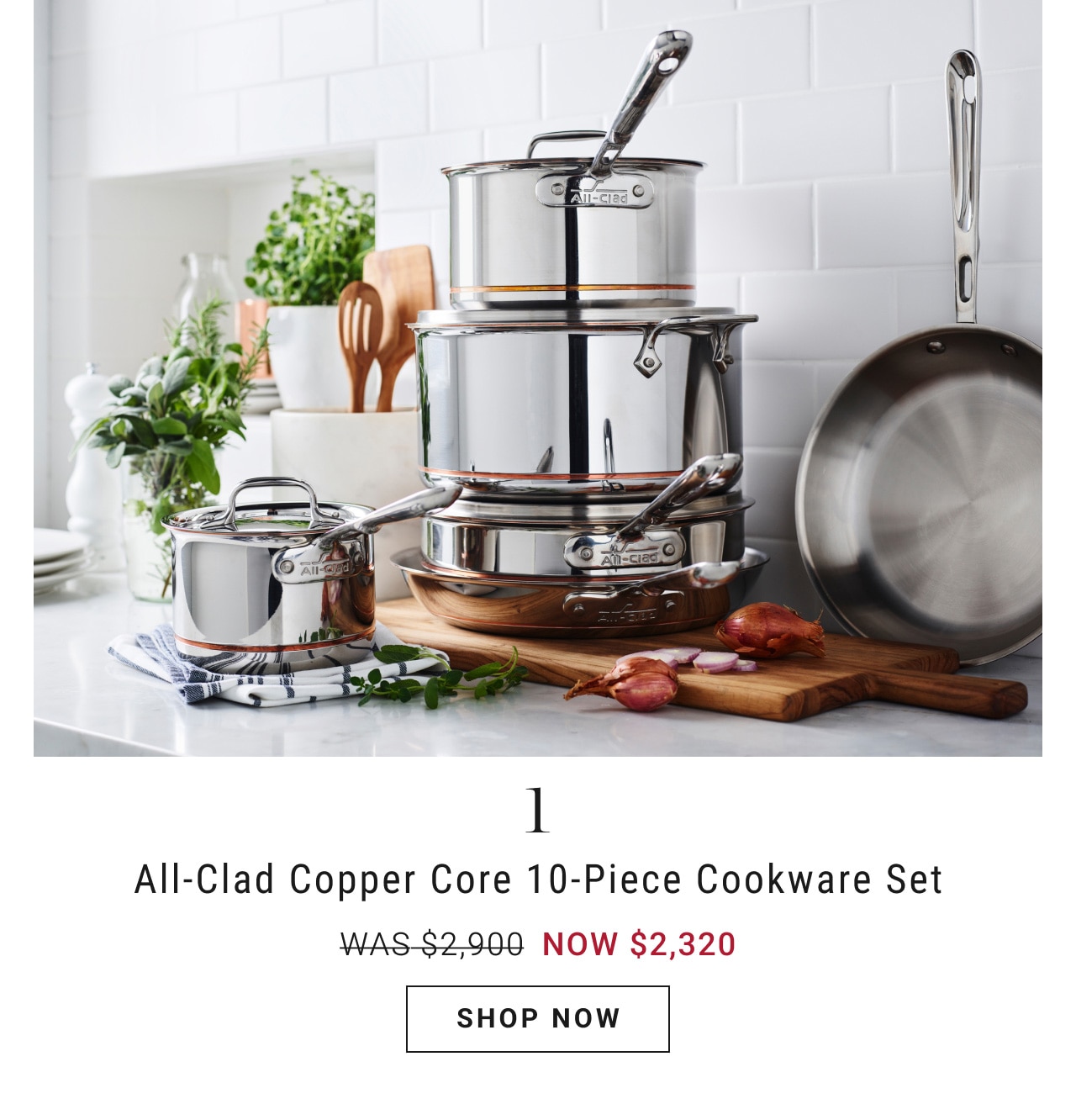  All-Clad Copper Core 10-Piece Cookware Set WAS $2.900 NOW $2,320 SHOP NOW 