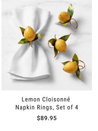 Lemon Cloisonné Napkin Rings, Set of 4. $89.95.