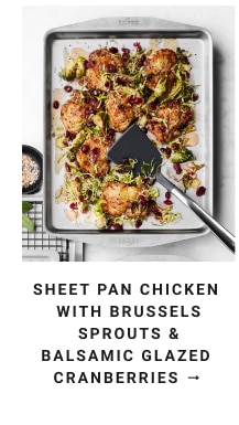 Sheet pan chicken with brussels sprouts & balsamic glazed cranberries