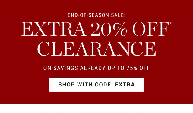 extra 20% off clearance - shop with code: ExTRA