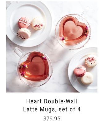 Heart Double-Wall Latte Mugs, set of 4 Dinnerware $79.95