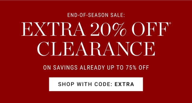 End-of-season sale: extra 20% off* clearance - Shop with code: EXTRA