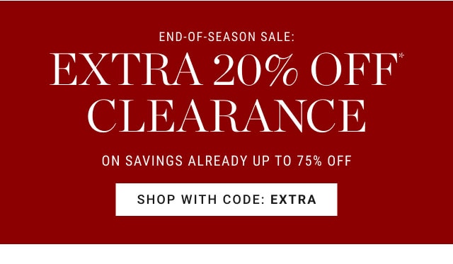 extra 20% off clearance - shop with code: EXTRA