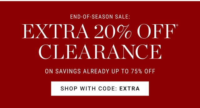 End-of-season sale: Extra 20% off clearance - Shop with code: EXTRA