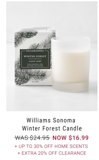 Williams Sonoma Winter Forest Candle NOW $16.99 + Up to 30% Off Home Scents + Extra 20% Off Clearance