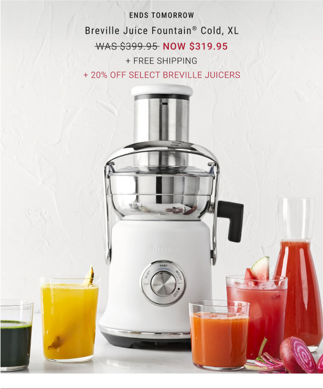 Breville Juice Fountain® Cold, XL - NOW $319.95 + FREE SHIPPING + 20% Off Select Breville Juicers