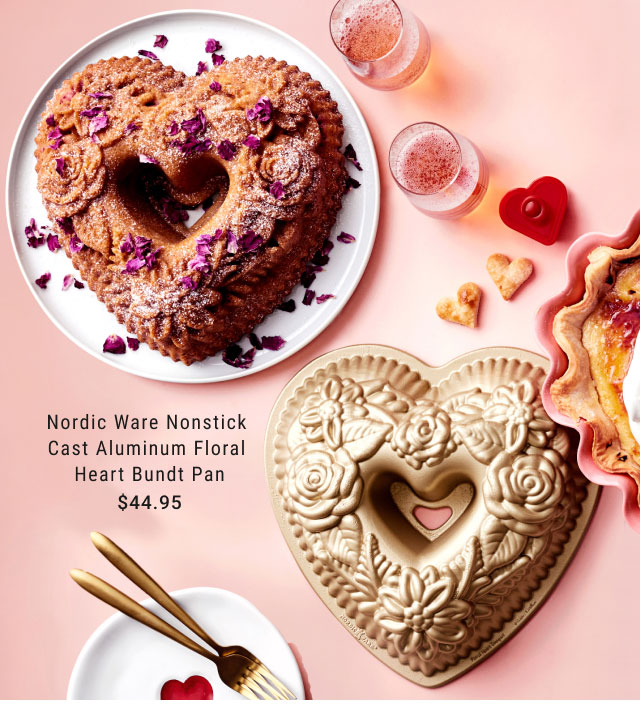 Nordic Ware Nonstick Cast Aluminum Floral Heart Bundt Pan - $44.95