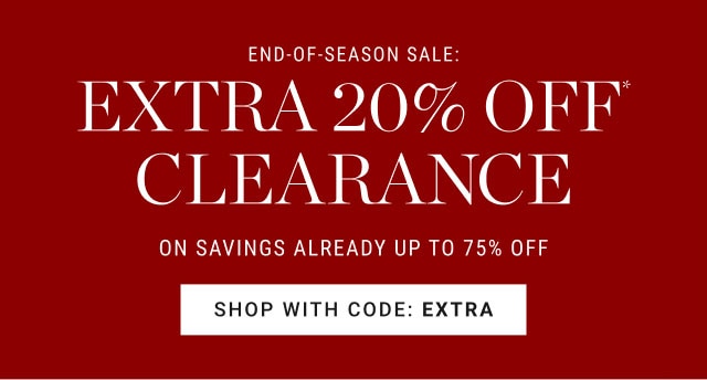 extra 20% off clearance - shop with code: ExTRA