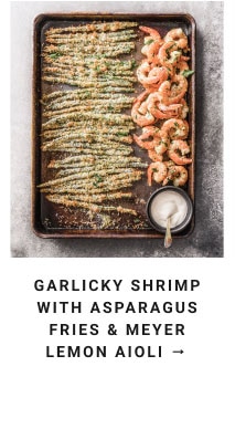 garlicky shrimp with asparagus fries & meyer lemon aioli