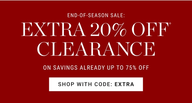 End-of-season sale: extra 20% off* clearance - shop with code: EXTRA