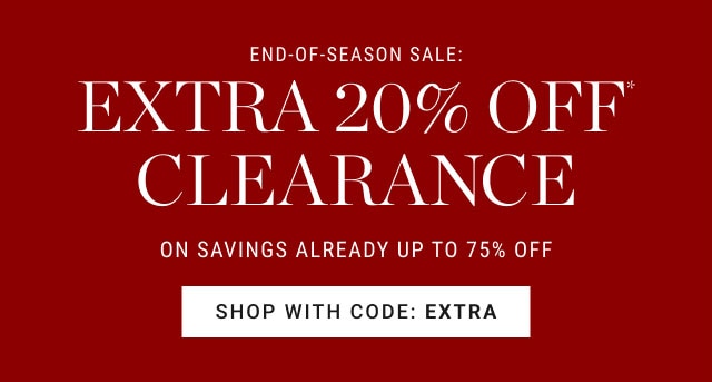 extra 20% off clearance - shop with code: EXTRA