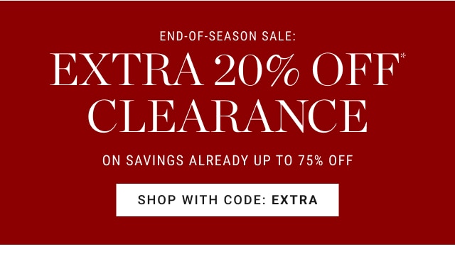 End-of-season sale: extra 20% off clearance - shop with code: EXTRA