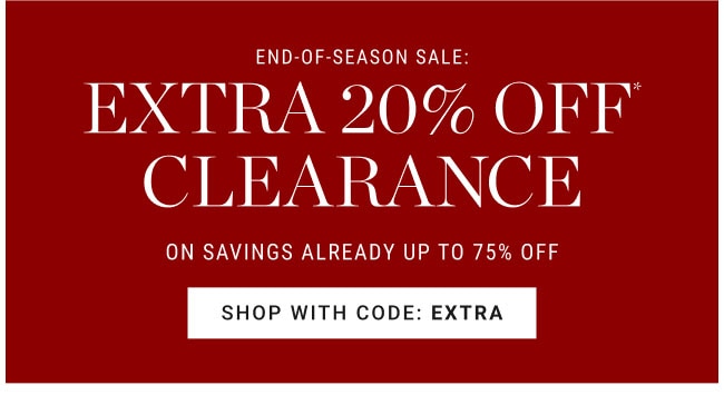 extra 20% off clearance - shop with code: EXTRA