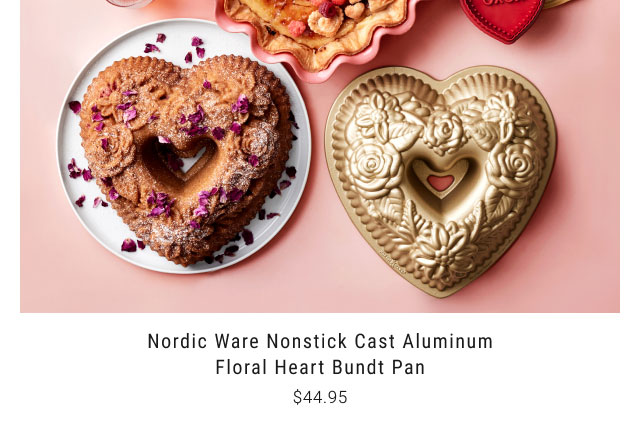 Nordic Ware Nonstick Cast Aluminum Floral Heart Bundt Pan - $44.95