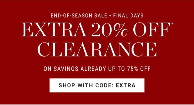 extra 20% off clearance - shop with code: ExTRA