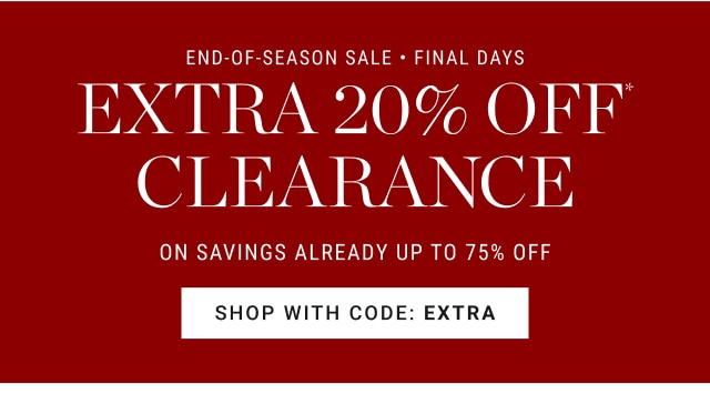 Extra 20% off* clearance - shop with code: EXTRA