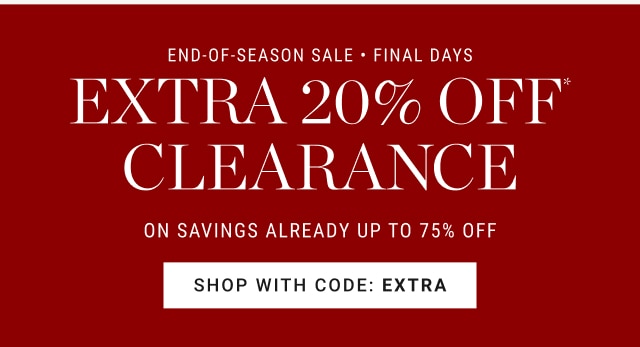 End-of-season sale: Extra 20% off* clearance - Shop with code: EXTRA