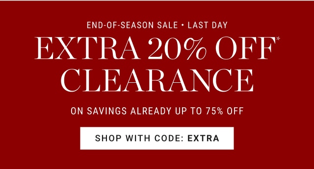 extra 20% off clearance - shop with code: ExTRA