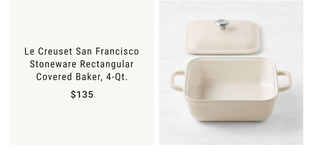 Le Creuset San Francisco Stoneware Rectangular Covered Baker, 4-Qt. - $135