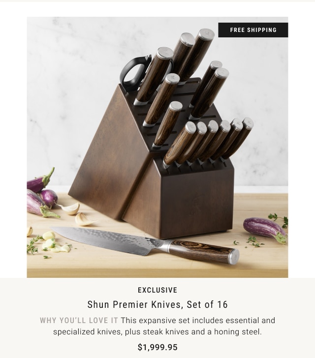 EXCLUSIVE Shun Premier Knives, Set of 16 $1,999.95