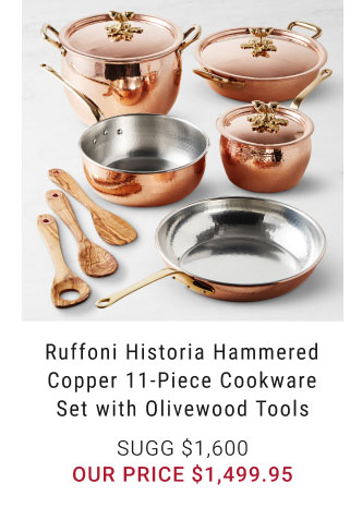 Ruffoni Historia Hammered Copper 11-Piece Cookware Set with Olivewood Tools - $1,499.95