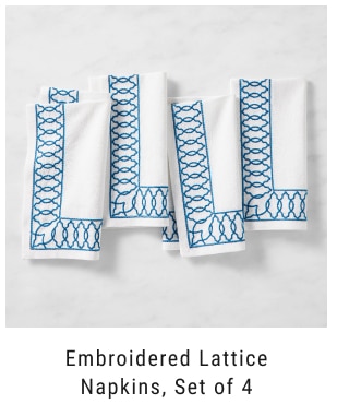 Embroidered Lattice Napkins, Set of 4