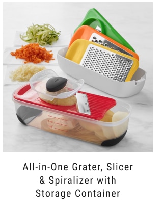 All-in-One Grater, Slicer& Spiralizer withStorage Container