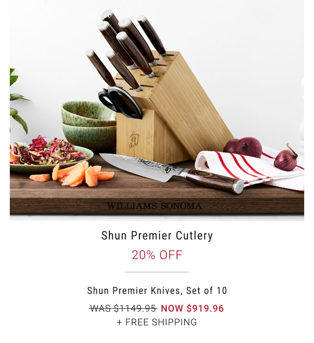 Shun Premier Cutlery 20% Off WAS $1149.95 NOW $919.96 Shun Premier Knives, Set of 10 + Free Shipping