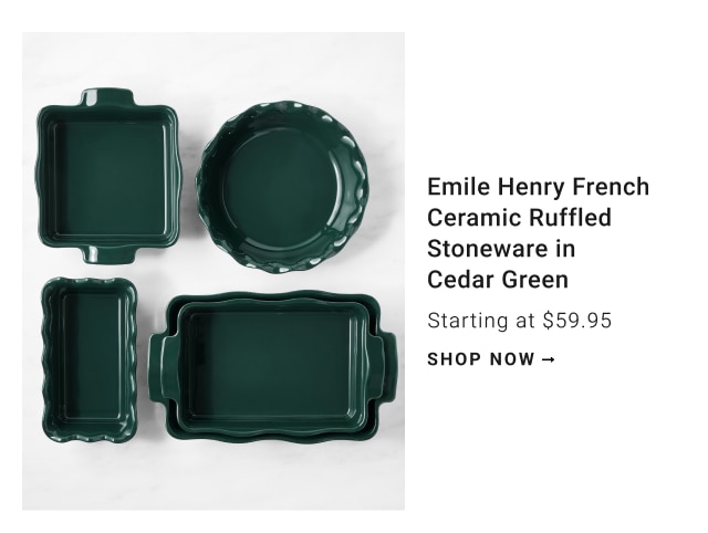 Emile Henry French Ceramic Ruffled Stoneware in Cedar Green - shop now