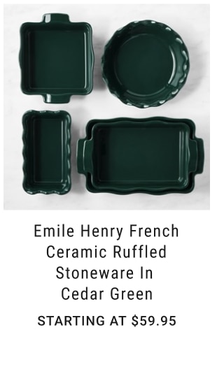 Emile Henry French Ceramic Ruffled Stoneware in Cedar Green Starting at $59.95