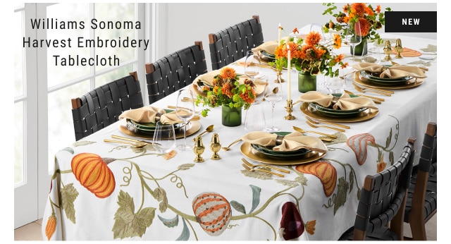 Williams Sonoma Harvest Embroidery Tablecloth