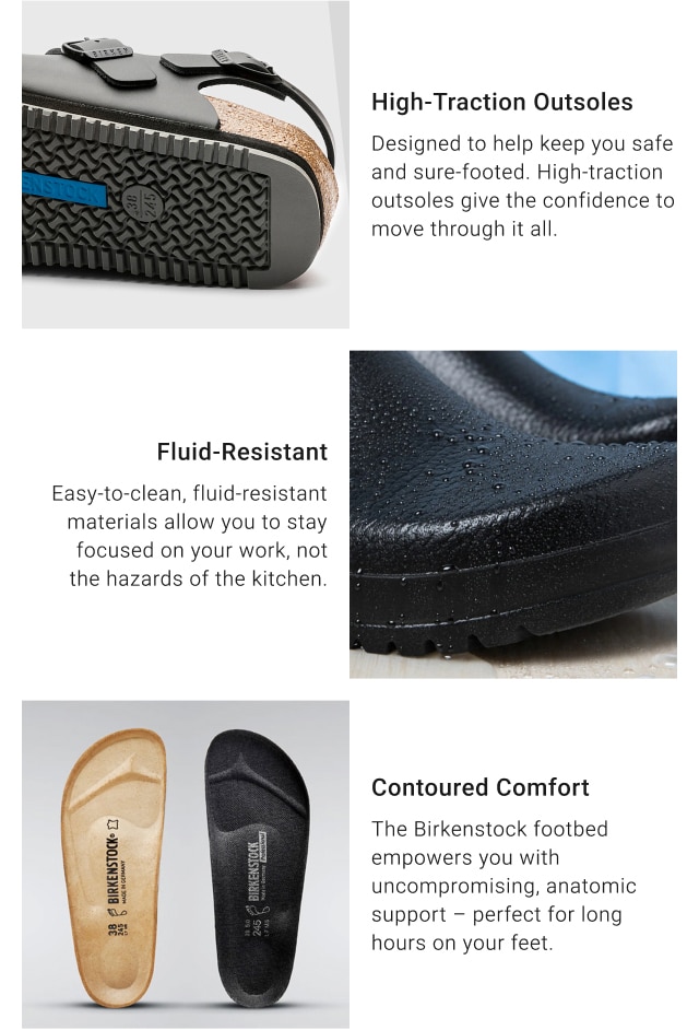 High-Traction Outsoles - Fluid-Resistant - Contoured Comfort