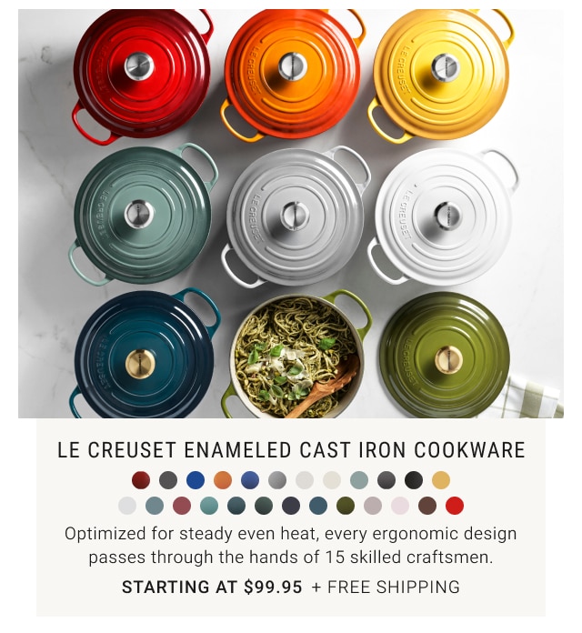 Le Creuset Enameled Cast Iron Cookware Starting at $99.95 + free Shipping