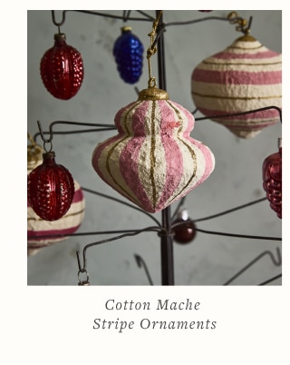 Cotton Mache Stripe Ornaments