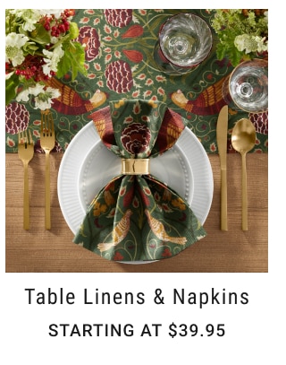 Table Linens & Napkins starting at $39.95