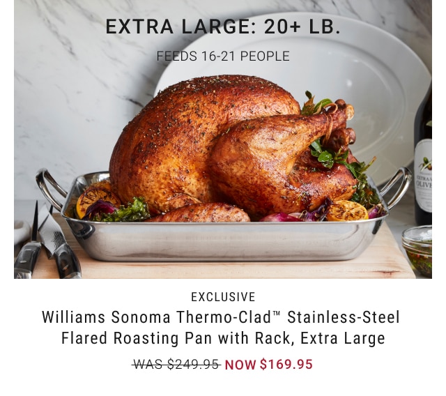 Williams Sonoma Thermo-Clad™ Stainless-Steel Flared Roasting Pan with Rack, Extra Large - Now $169.95