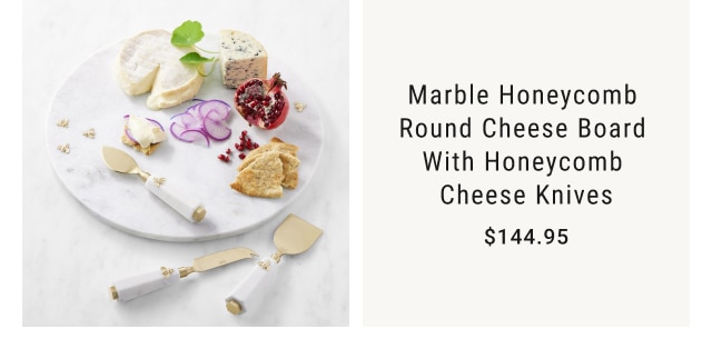 Marble Honeycomb Round Cheese Board with Honeycomb Cheese Knives - $144.95