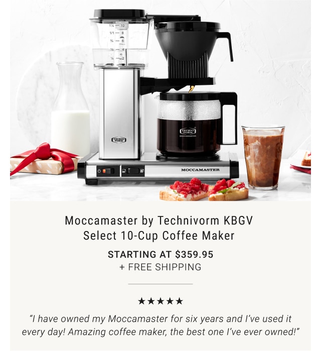 Moccamaster by Technivorm KBGV Select 10-Cup Coffee Maker - Starting at $359.95 + Free Shipping