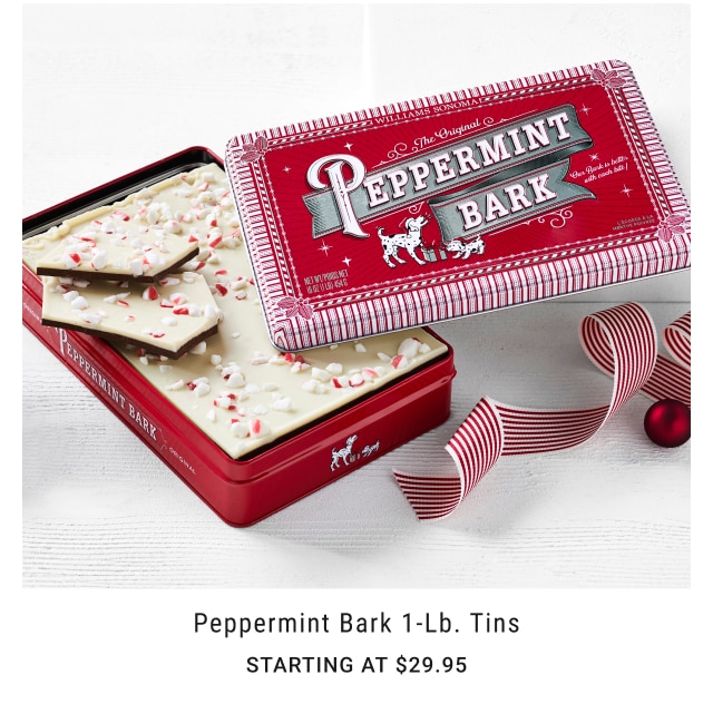 Peppermint Bark 1-lb. Tins Starting at $29.95