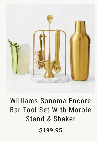 Williams Sonoma Encore Bar Tool Set with Marble Stand & Shaker $199.95