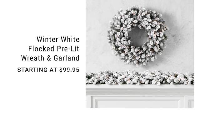 Winter White Flocked Pre-Lit Wreath & Garland - Starting at $99.95