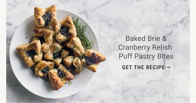 Baked Brie & Cranberry Relish Puff Pastry Bites - Get The Recipe