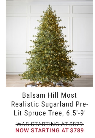 Balsam Hill Most Realistic Sugarland Pre-Lit Spruce Tree, 6.5'-9' - Now Starting at $789