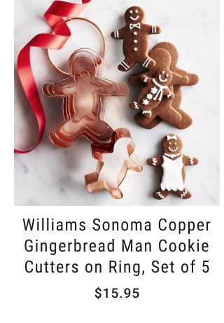 Williams Sonoma Copper Gingerbread Man Cookie Cutters on Ring, Set of 5 - $15.95