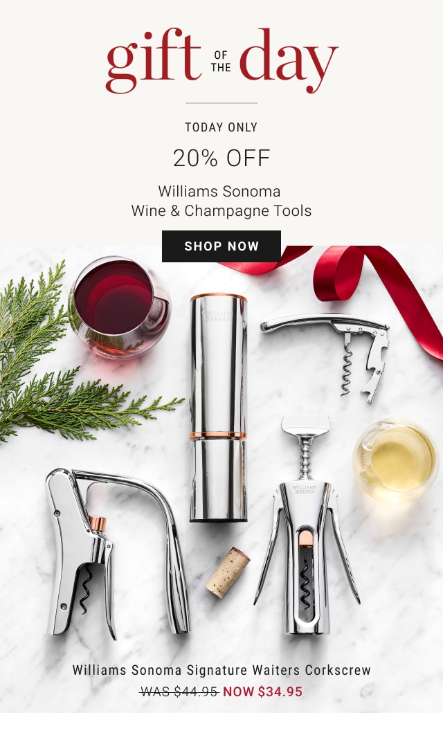 gift OF THE day - TODAY ONLY - 20% OFF Williams Sonoma Wine & Champagne Tools - SHOP NOW