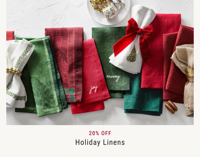 20% Off Holiday Linens