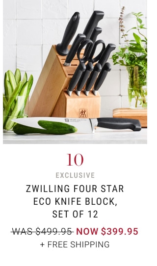 10. Zwilling Four Star Eco Knife Block, Set of 12 - Now $399.95 + Free Shipping