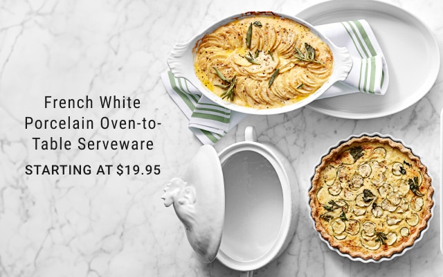 French White Porcelain Oven-to-Table Serveware - Starting at $19.95